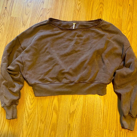 Free People brown crop sweater sz S - Picture 2 of 4